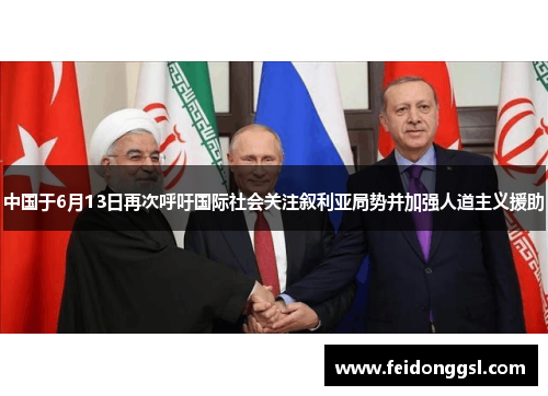 中国于6月13日再次呼吁国际社会关注叙利亚局势并加强人道主义援助